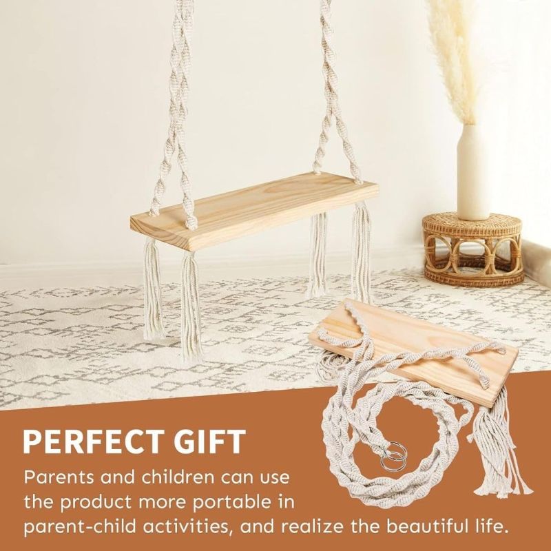 Modern Macrame Wood Swing for Adults & Kids Default Title