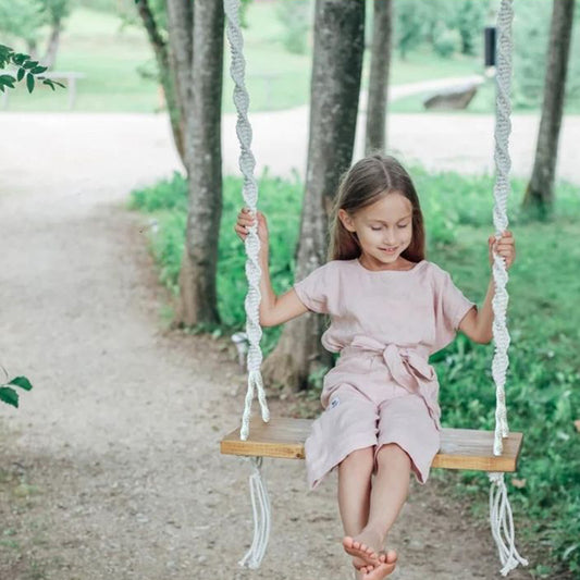 Modern Macrame Wood Swing for Adults & Kids