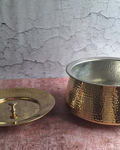 Exquisite & Handcrafted Cooking and Serving Brass Golden Handi