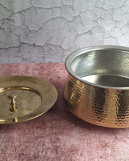 Exquisite & Handcrafted Cooking and Serving Brass Golden Handi