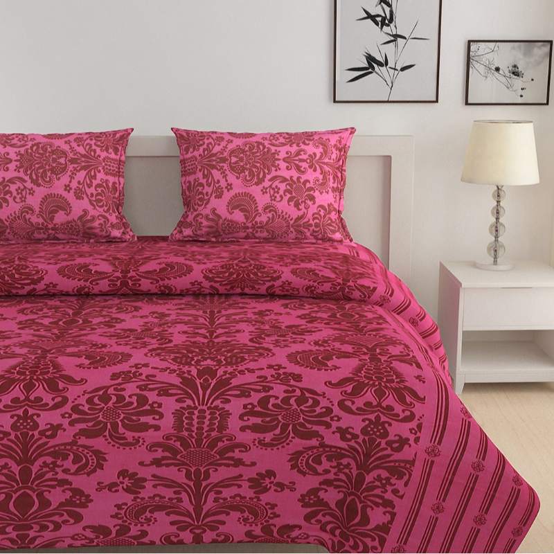 Red Floral Bedsheet Set with Bag | 160 TC | Set of 4 Default Title