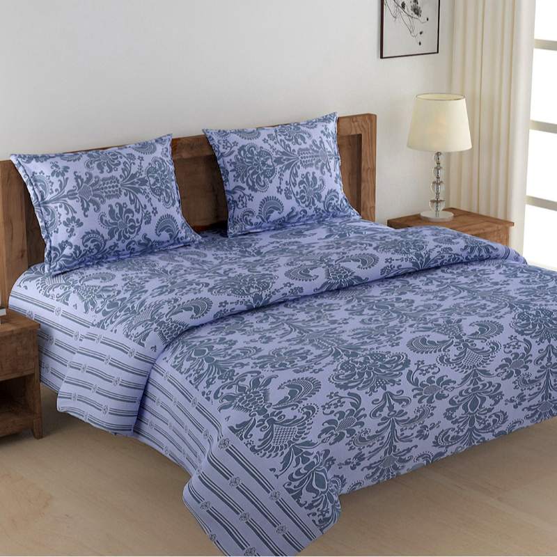 Floral Blue Bedsheet Set with Bag | 160 TC | Set of 4 Default Title