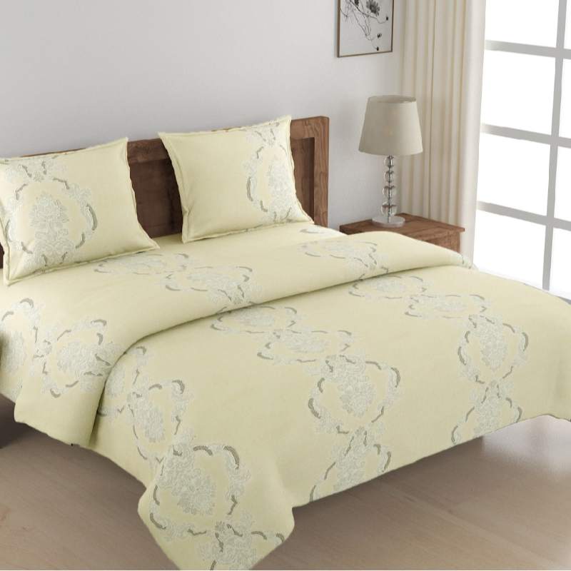 Yellow Abstract Bedsheet Set with Bag | 210 TC | Set of 4 Default Title