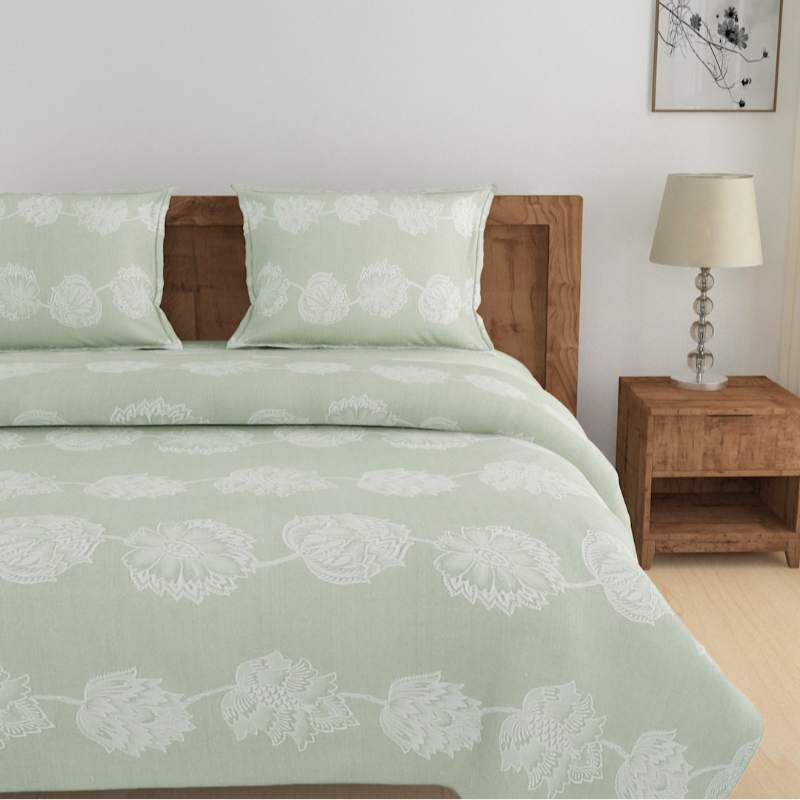 Olive Abstract Bedsheet Set with Bag | 210 TC | Set of 4 Default Title