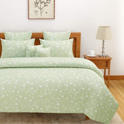 Green Floral Bedsheet Set with Bag | 200 TC | Set of 4 Default Title