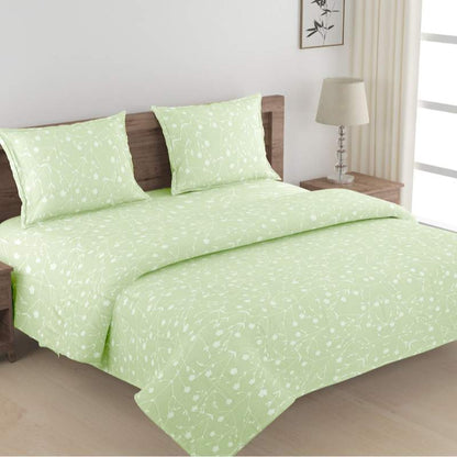 Green Floral Bedsheet Set with Bag | 200 TC | Set of 4 Default Title