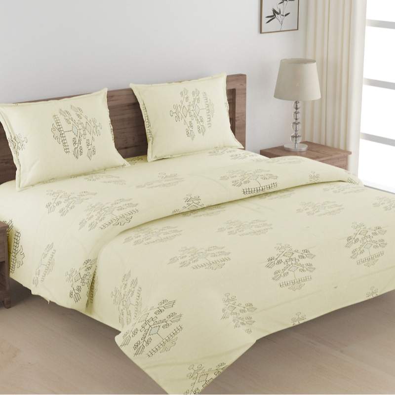 Green Floral Bedsheet Set with Bag | 160 TC | Set of 4 Default Title