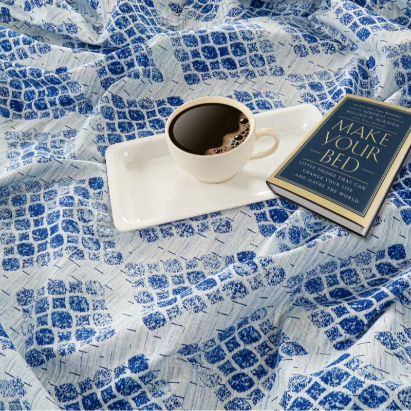 Blue Floral Bedsheet Set with Bag | 160 TC | Set of 4 Default Title