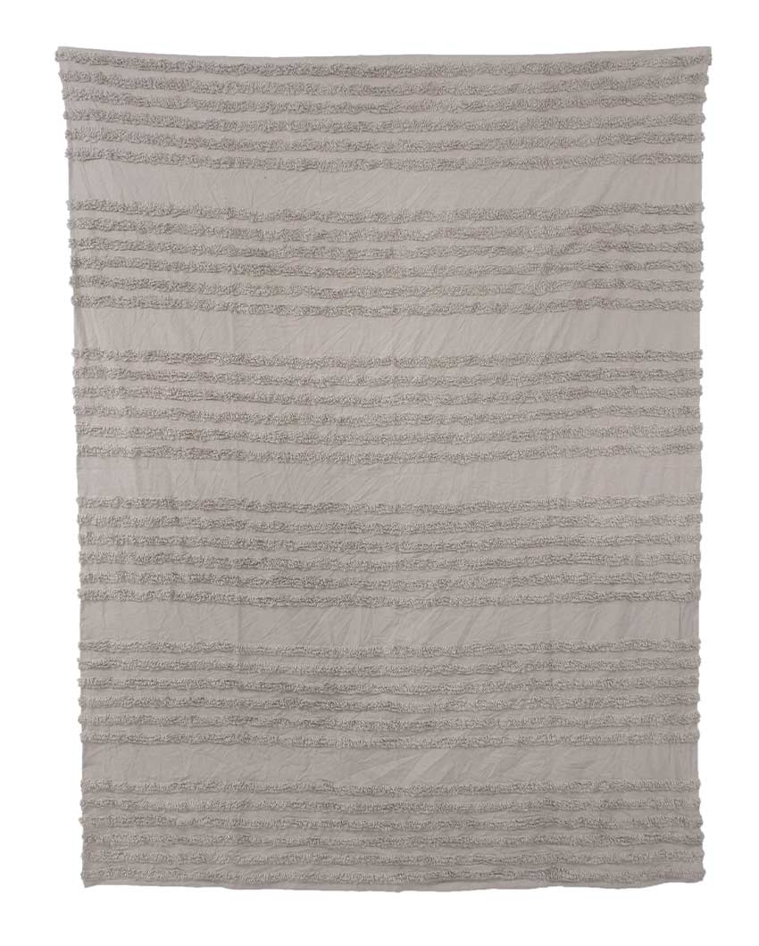 Unique Stripe Cotton Tufted Throw | 78x70 inches