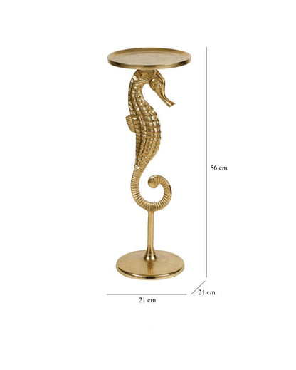 Luxurious Coastal Glam Golden Seahorse Stand Side Table | 8 x 22 inches