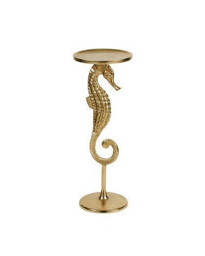 Luxurious Coastal Glam Golden Seahorse Stand Side Table | 8 x 22 inches