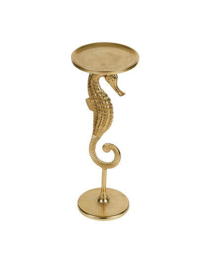 Luxurious Coastal Glam Golden Seahorse Stand Side Table | 8 x 22 inches