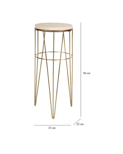 Elegant Aurora Crest White Marble Golden End Table