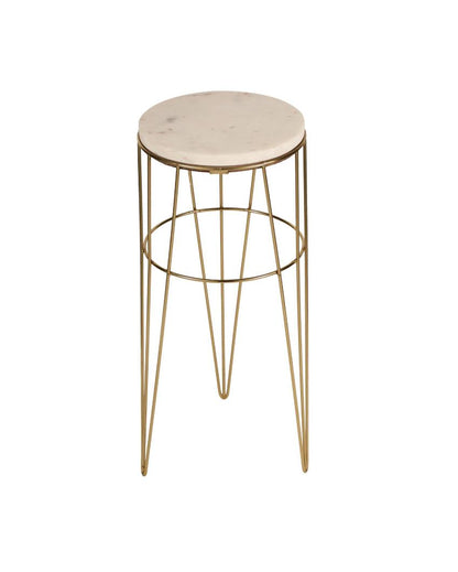 Elegant Aurora Crest White Marble Golden End Table