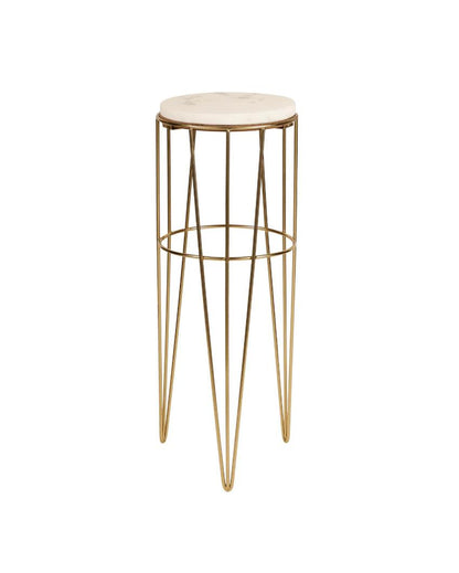 Elegant Aurora Crest White Marble Golden End Table