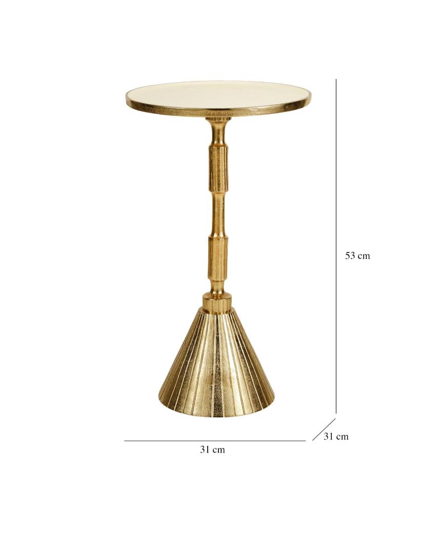 Regal Flute-Inspired Golden Side Table | 12 x 21 inches