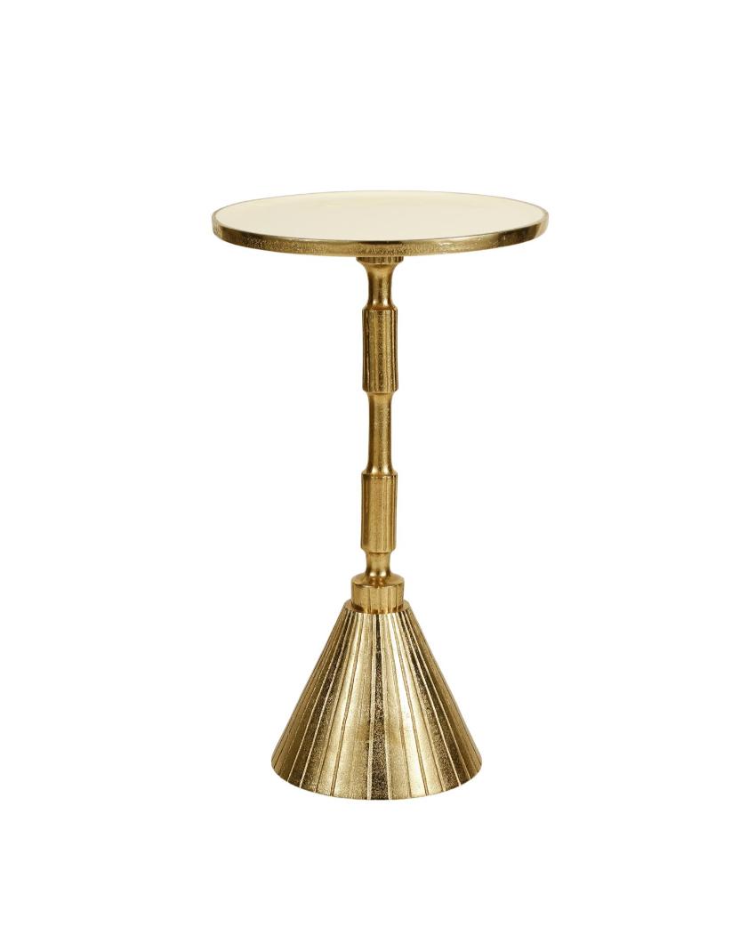 Regal Flute-Inspired Golden Side Table | 12 x 21 inches