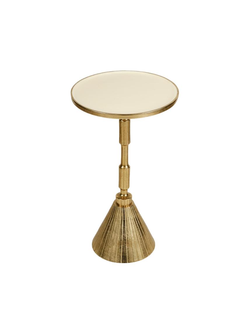 Regal Flute-Inspired Golden Side Table | 12 x 21 inches