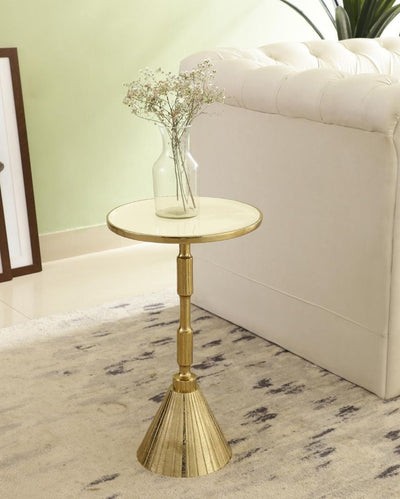 Regal Flute-Inspired Golden Side Table | 12 x 21 inches