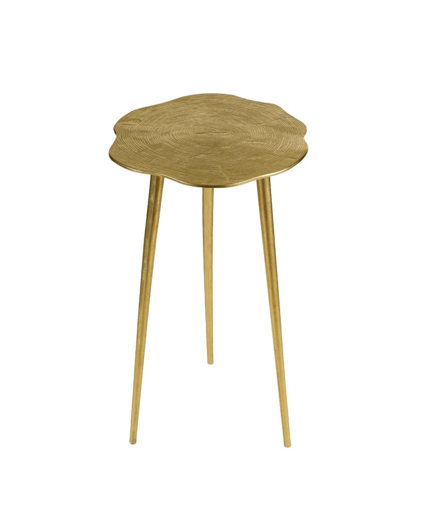 Opulent Timber Golden Log-Inspired Side Table | 12 x 13 x 22 inches