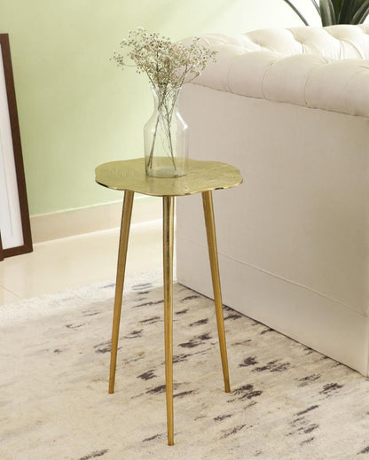 Opulent Timber Golden Log-Inspired Side Table | 12 x 13 x 22 inches