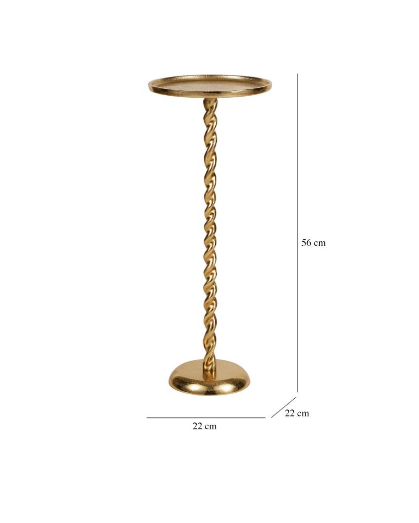 Elegant Spiral Grace Golden Side Table | 9 x 22 inches