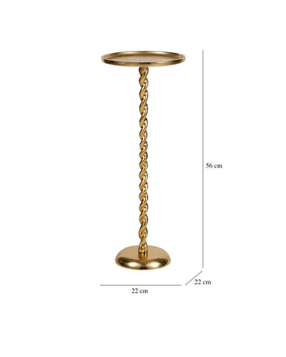 Elegant Spiral Grace Golden Side Table | 9 x 22 inches