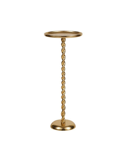 Elegant Spiral Grace Golden Side Table | 9 x 22 inches