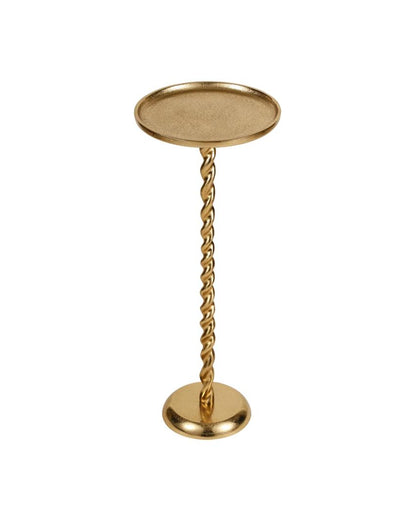 Elegant Spiral Grace Golden Side Table | 9 x 22 inches