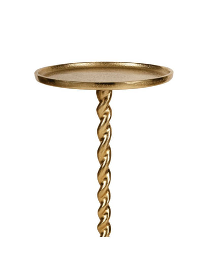 Elegant Spiral Grace Golden Side Table | 9 x 22 inches