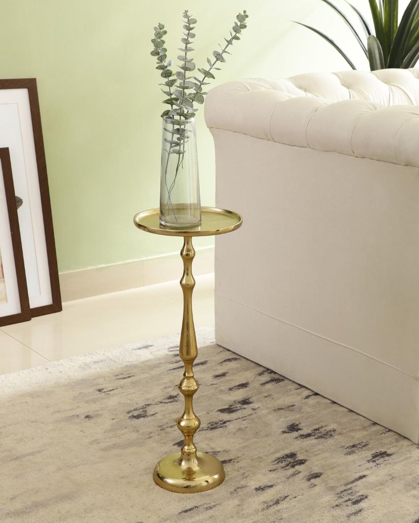 Timeless Classic Curved Golden Side Table | 9 x 22 inches