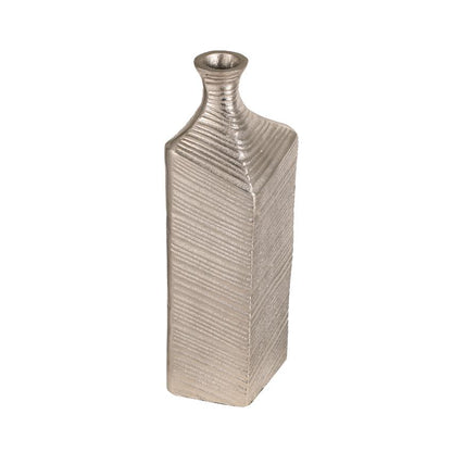 Luxurious Unique Finish Vine Metal Silver Vase without Flower | 5 x 4 x 13 inches