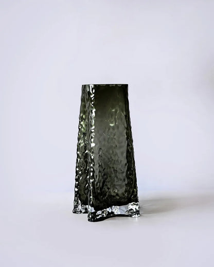 Elegant Black Glass Ethereal Prism Crystal Vase | 5 x 10 inches