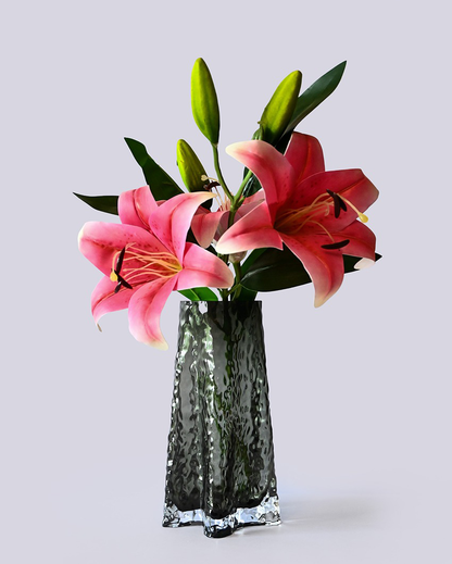 Elegant Black Glass Ethereal Prism Crystal Vase | 5 x 10 inches