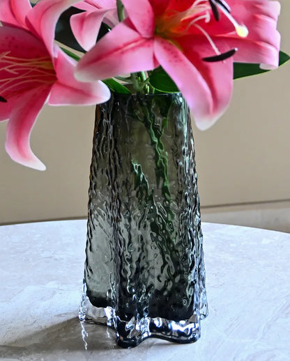 Elegant Black Glass Ethereal Prism Crystal Vase | 5 x 10 inches