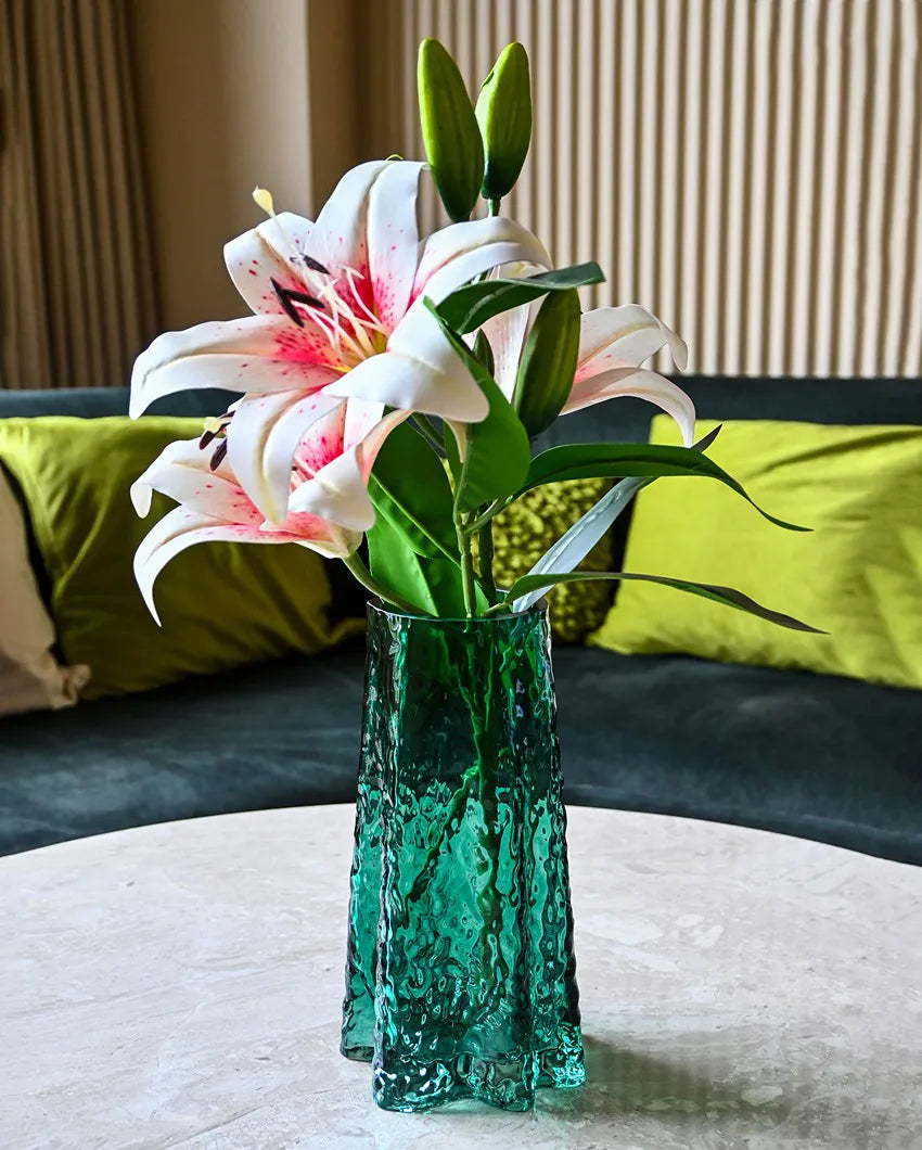 Graceful Green Glass Ethereal Prism Crystal Vase | 5 x 10 inches