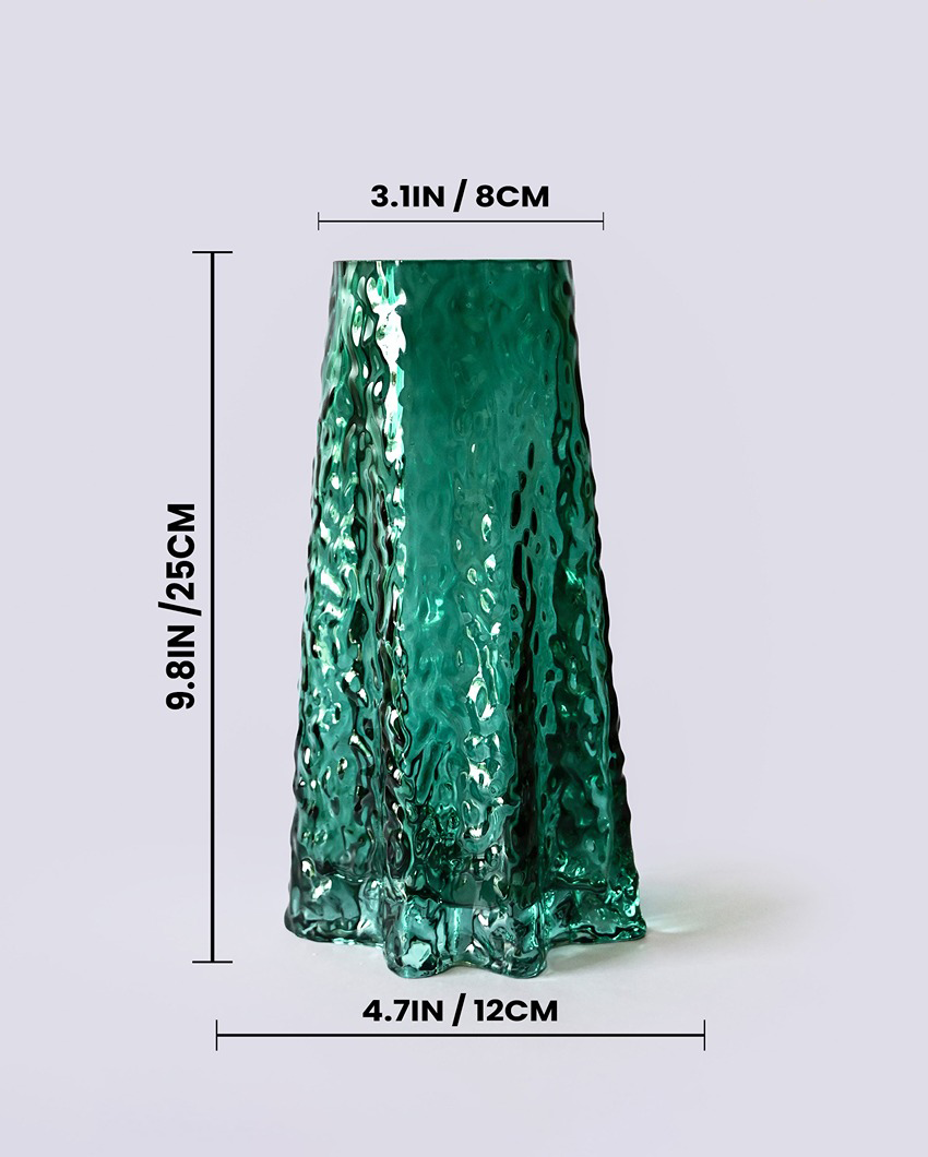 Graceful Green Glass Ethereal Prism Crystal Vase | 5 x 10 inches