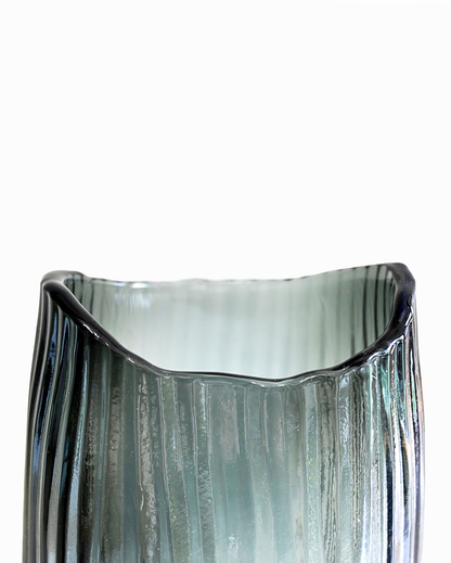 Sophisticated Black Glass Elegant Noir Ribbed Glass Vase | 4 x 9 inches