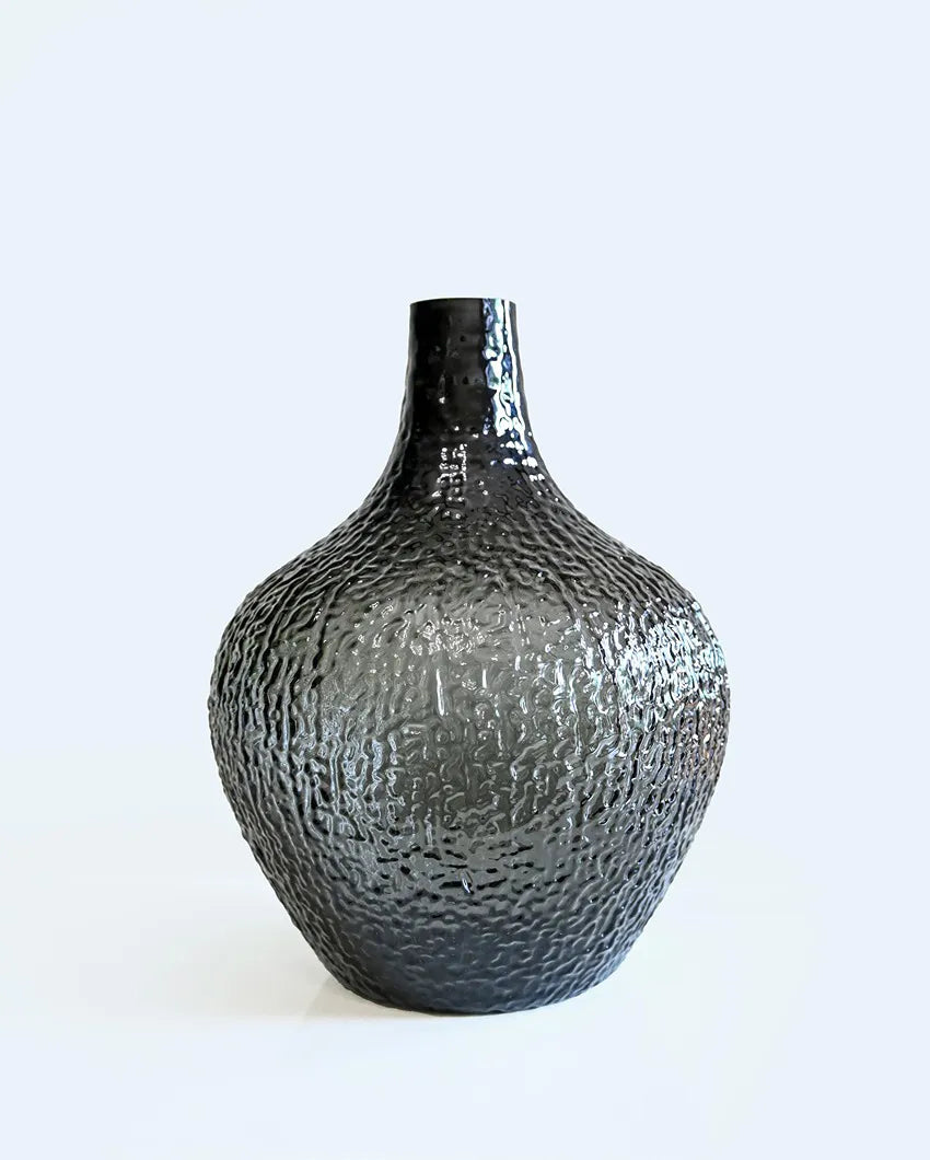 Chic Black Glass Globular Glass Vase | 4 x 11 inches