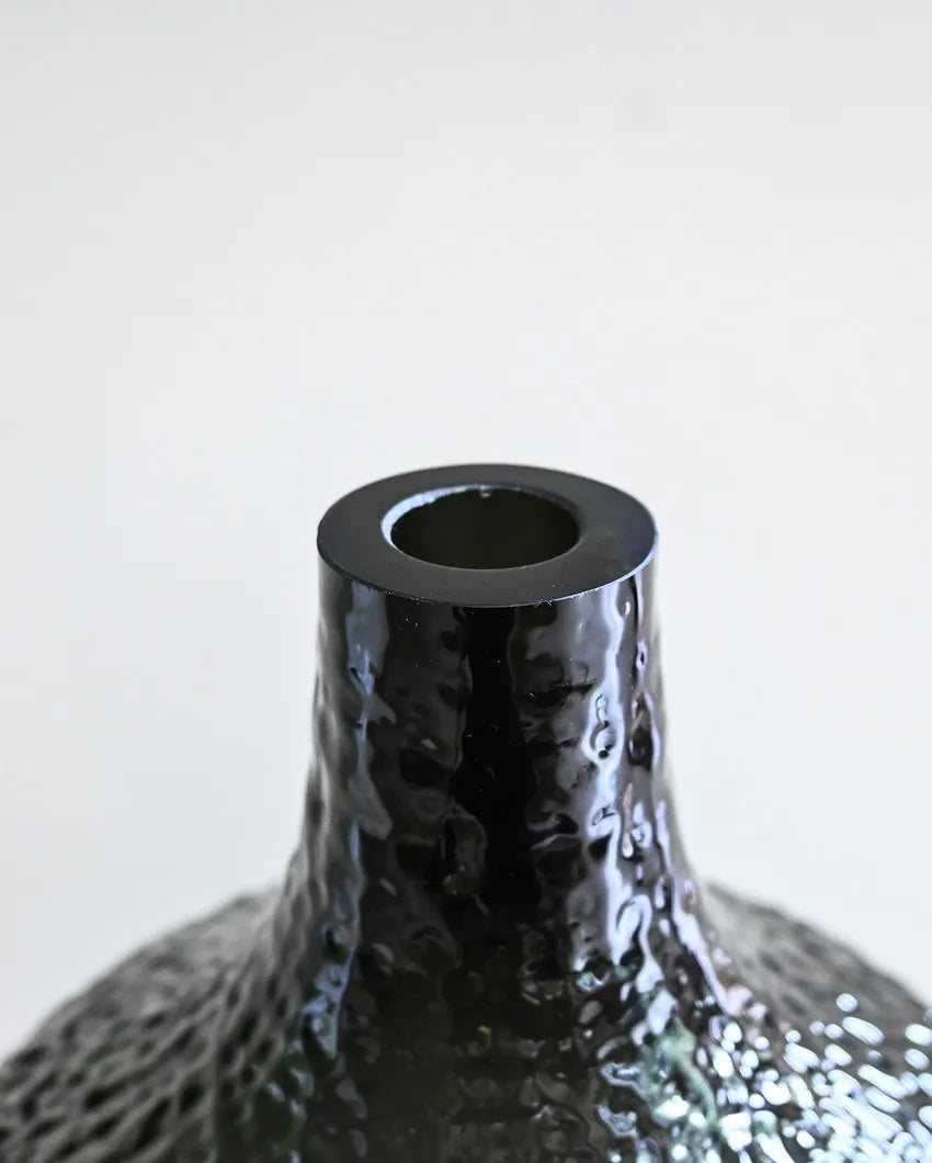 Chic Black Glass Globular Glass Vase | 4 x 11 inches