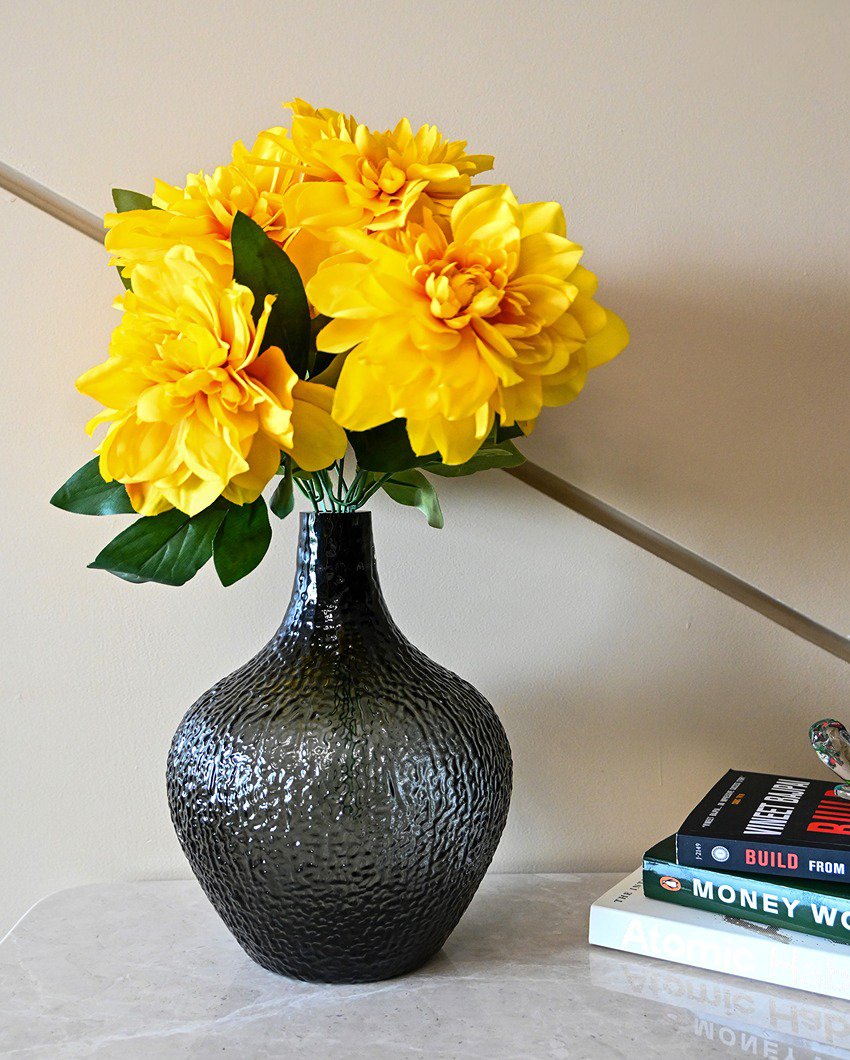 Chic Black Glass Globular Glass Vase | 4 x 11 inches