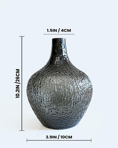 Chic Black Glass Globular Glass Vase | 4 x 11 inches