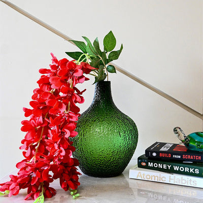 Refined Green Glass Globular Glass Vase | 4 x 11 inches