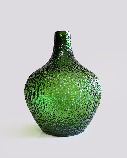 Refined Green Glass Globular Glass Vase | 4 x 11 inches