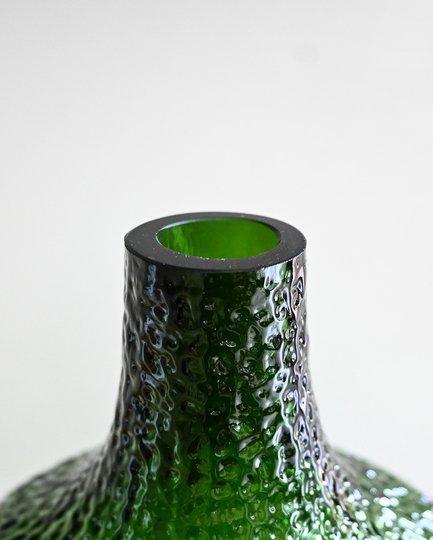 Refined Green Glass Globular Glass Vase | 4 x 11 inches