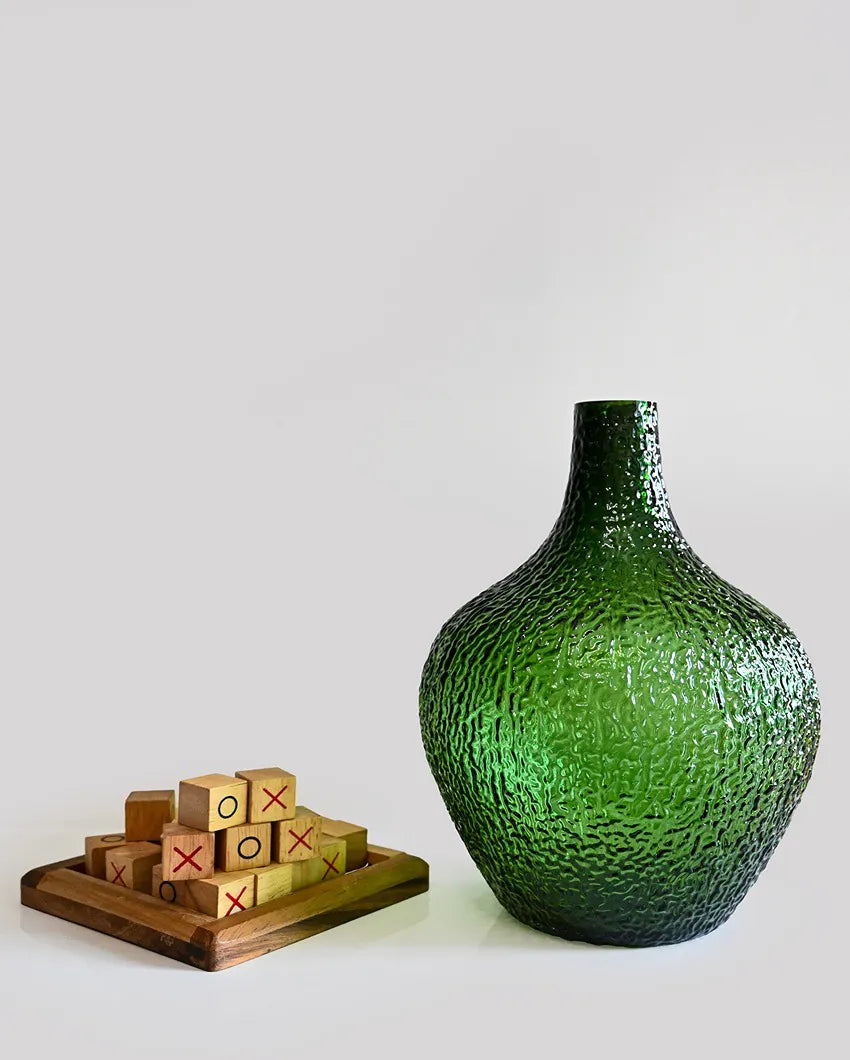 Refined Green Glass Globular Glass Vase | 4 x 11 inches