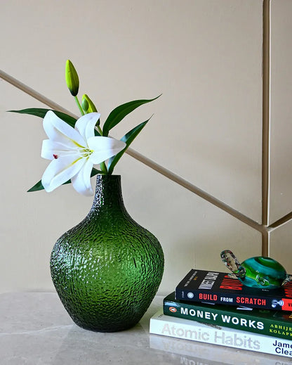 Refined Green Glass Globular Glass Vase | 4 x 11 inches