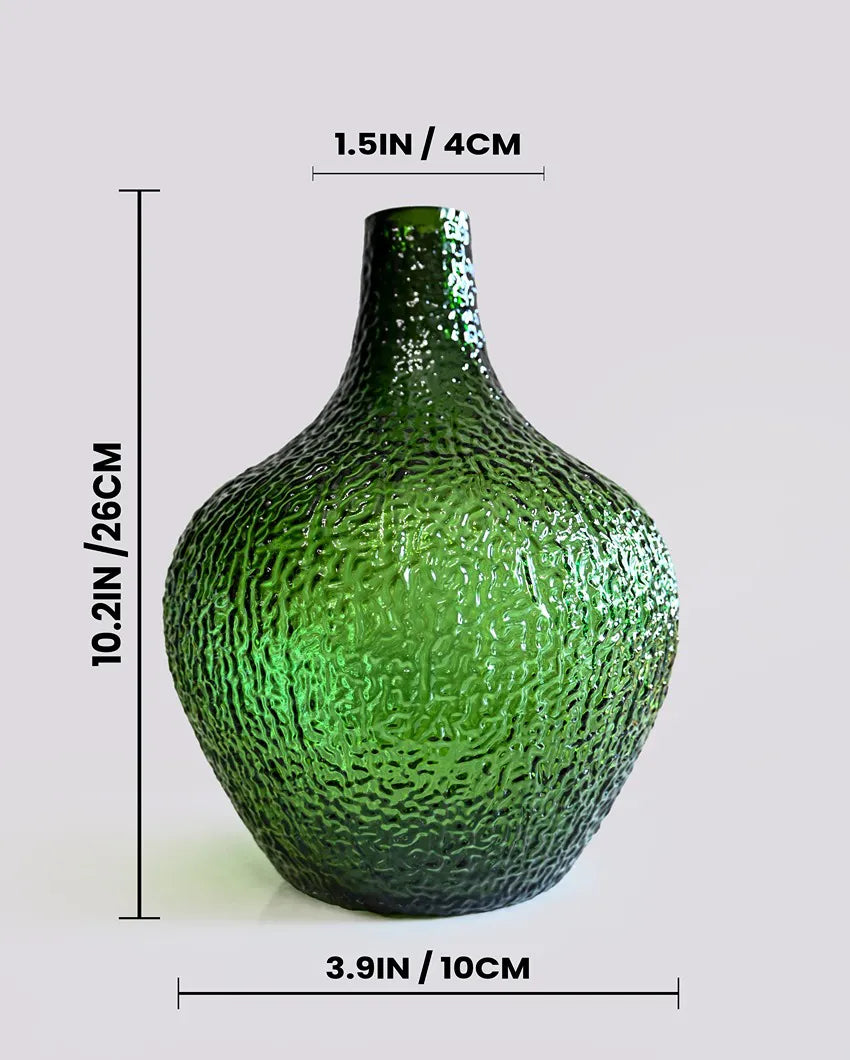 Refined Green Glass Globular Glass Vase | 4 x 11 inches