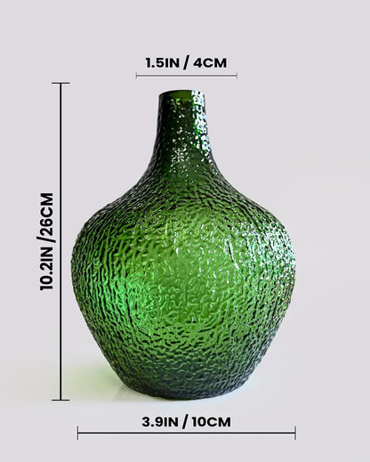 Refined Green Glass Globular Glass Vase | 4 x 11 inches