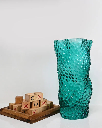 Unique Green Glass Midnight Twisted Glass Vase | 5 x 10 inches